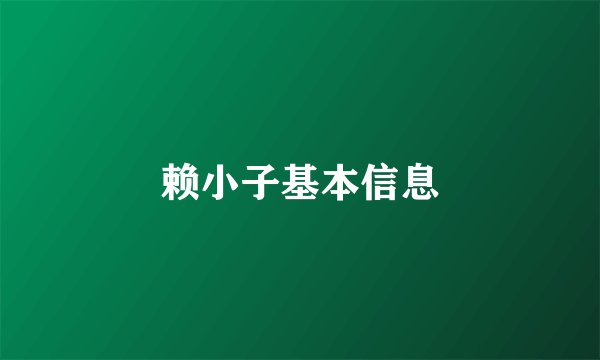 赖小子基本信息