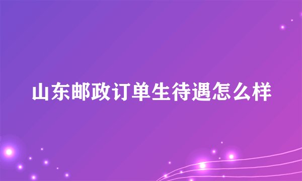 山东邮政订单生待遇怎么样