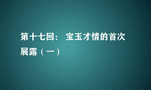 第十七回： 宝玉才情的首次展露（一）