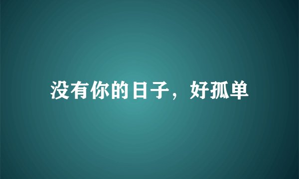 没有你的日子,好孤单