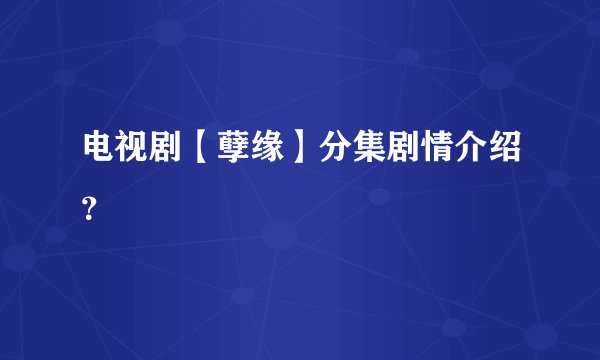 电视剧【孽缘】分集剧情介绍？
