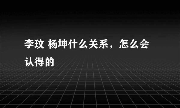 李玟 杨坤什么关系，怎么会认得的