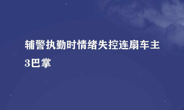 辅警执勤时情绪失控连扇车主3巴掌