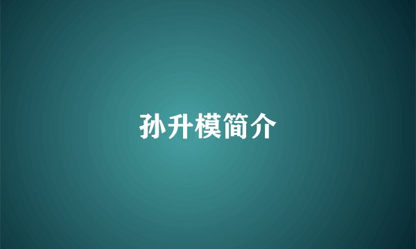孙升模简介