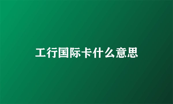 工行国际卡什么意思