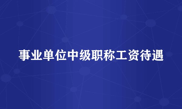 事业单位中级职称工资待遇