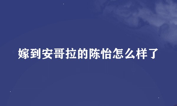 嫁到安哥拉的陈怡怎么样了
