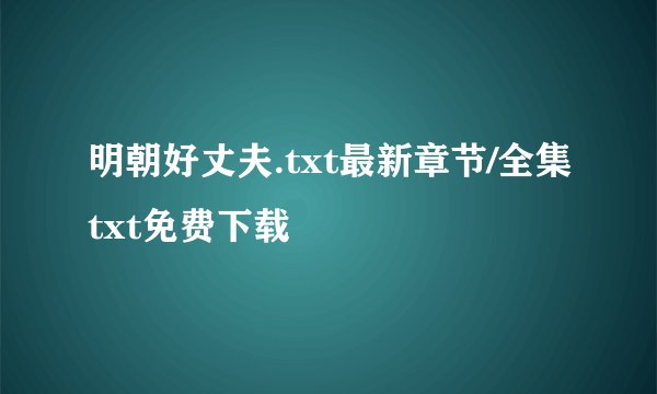 明朝好丈夫.txt最新章节/全集txt免费下载