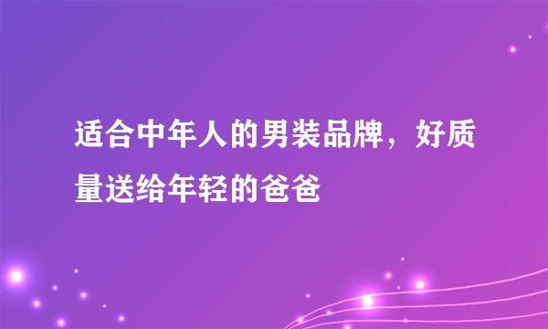 适合中年人的男装品牌，好质量送给年轻的爸爸
