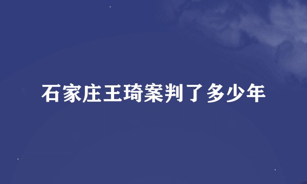 石家庄王琦案判了多少年