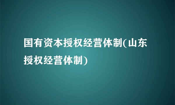 国有资本授权经营体制(山东授权经营体制)