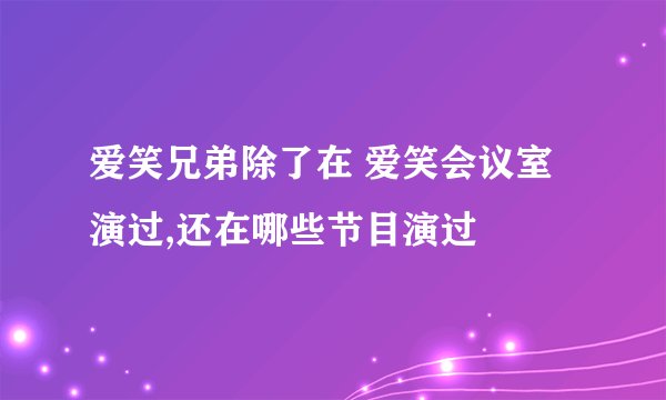 爱笑兄弟除了在 爱笑会议室 演过,还在哪些节目演过
