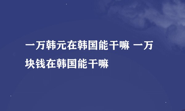 一万韩元在韩国能干嘛 一万块钱在韩国能干嘛