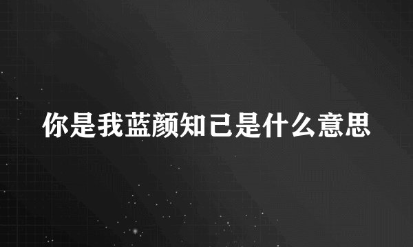 你是我蓝颜知己是什么意思