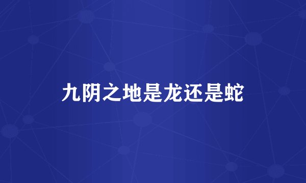 九阴之地是龙还是蛇