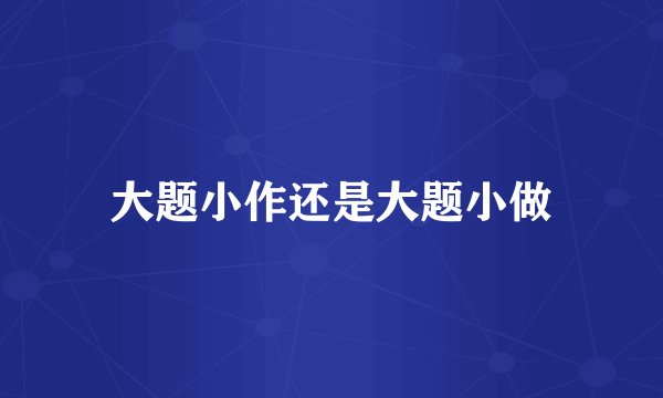 大题小作还是大题小做