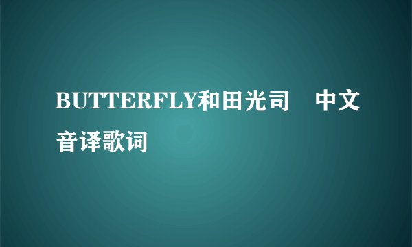 BUTTERFLY和田光司 中文音译歌词