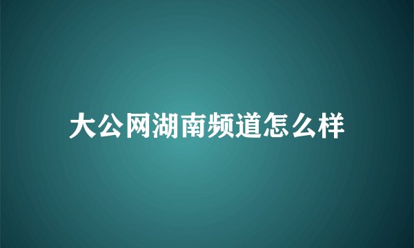 大公网湖南频道怎么样
