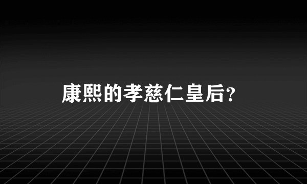 康熙的孝慈仁皇后？