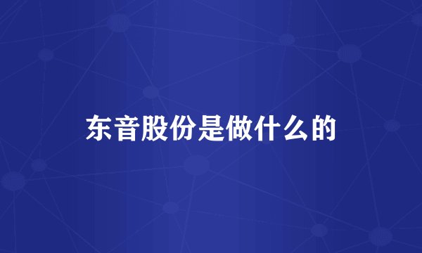 东音股份是做什么的
