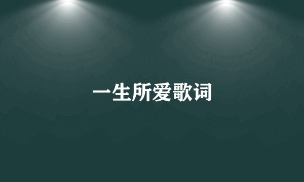 一生所爱歌词