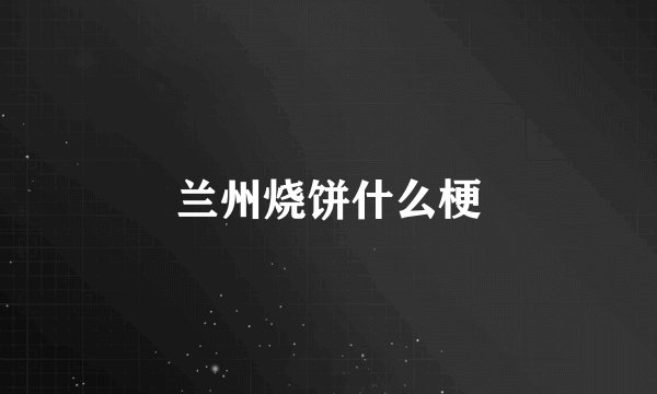兰州烧饼什么梗