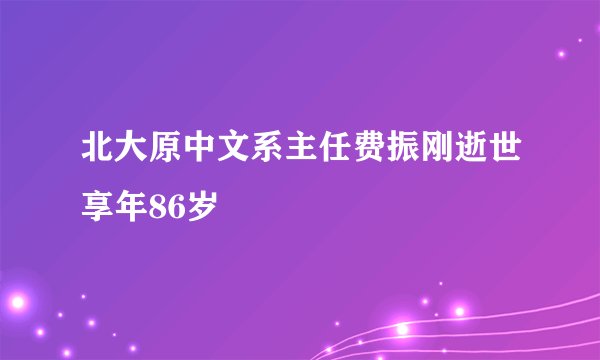 北大原中文系主任费振刚逝世享年86岁