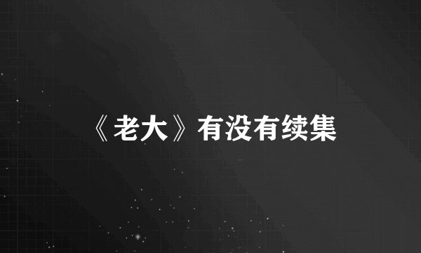 《老大》有没有续集