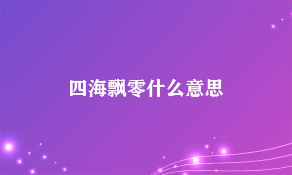 四海飘零什么意思