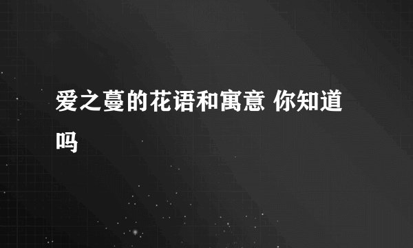 爱之蔓的花语和寓意 你知道吗