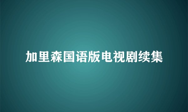 加里森国语版电视剧续集