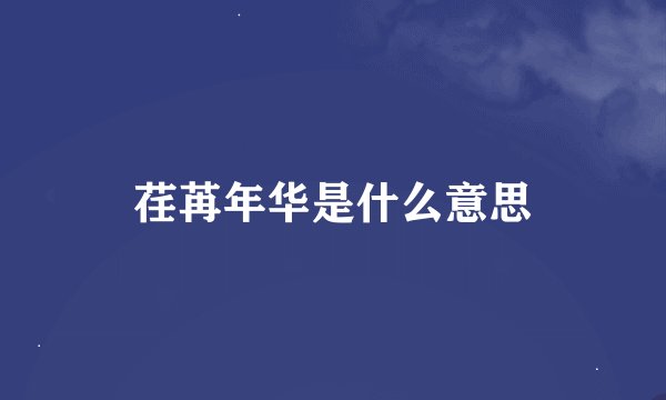 荏苒年华是什么意思