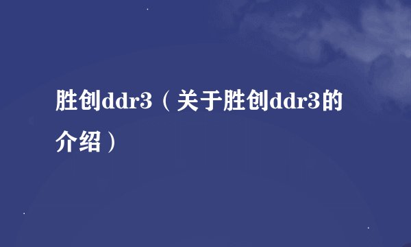 胜创ddr3（关于胜创ddr3的介绍）