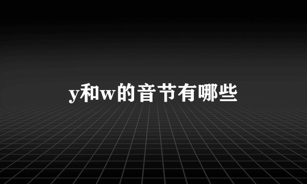 y和w的音节有哪些