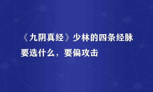 《九阴真经》少林的四条经脉要选什么，要偏攻击