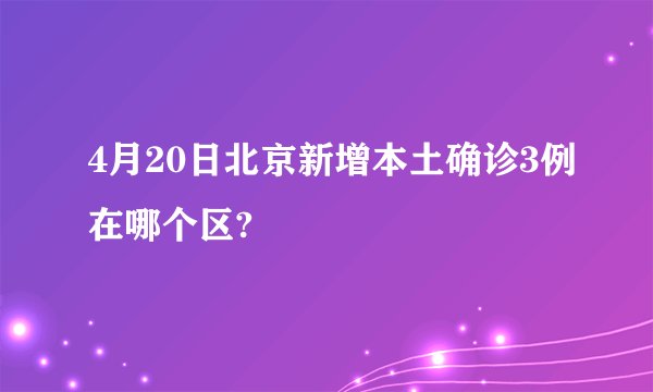 4月20日北京新增本土确诊3例在哪个区?