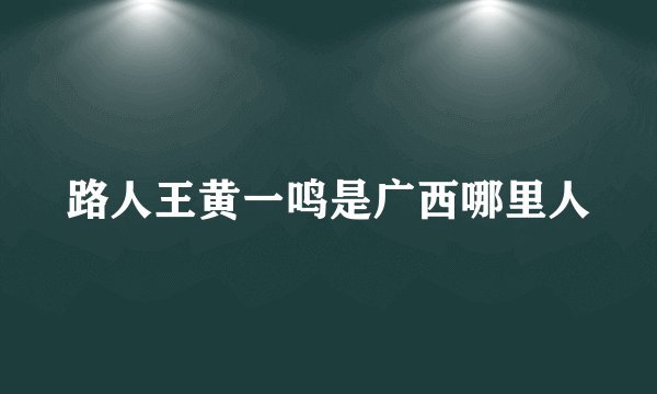 路人王黄一鸣是广西哪里人