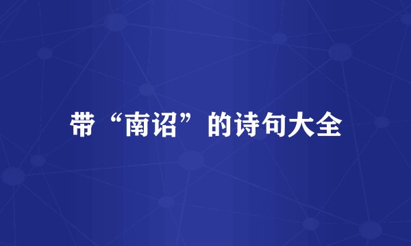 带“南诏”的诗句大全