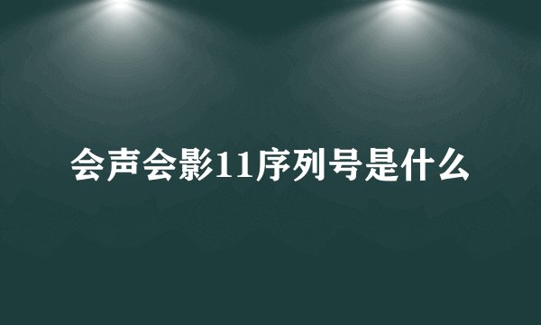 会声会影11序列号是什么