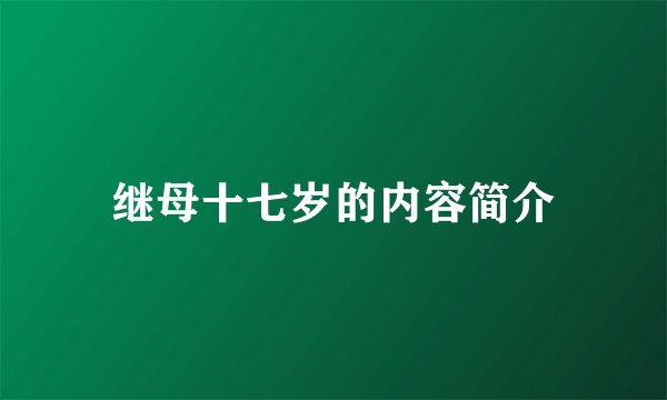 继母十七岁的内容简介