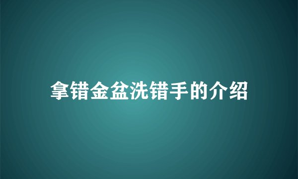 拿错金盆洗错手的介绍