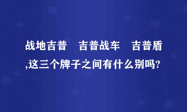 战地吉普 吉普战车 吉普盾,这三个牌子之间有什么别吗?