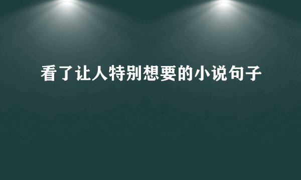 看了让人特别想要的小说句子