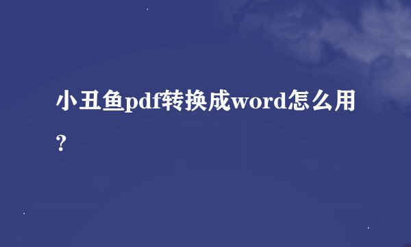小丑鱼pdf转换成word怎么用？