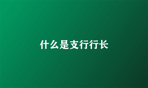 什么是支行行长
