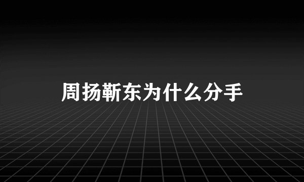周扬靳东为什么分手