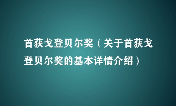 首获戈登贝尔奖（关于首获戈登贝尔奖的基本详情介绍）