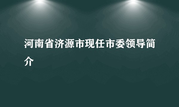 河南省济源市现任市委领导简介