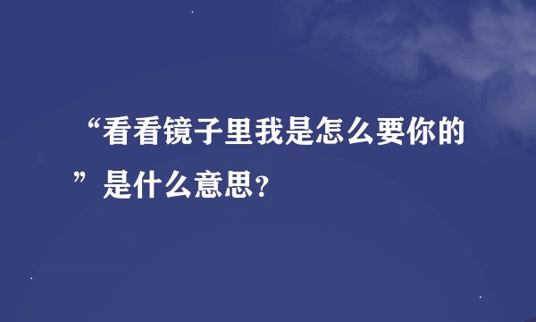 “看看镜子里我是怎么要你的”是什么意思？