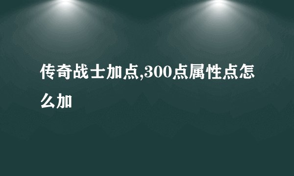 传奇战士加点,300点属性点怎么加
